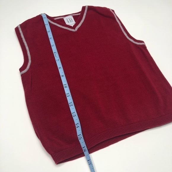 Baby GAP Deep Red Grey Trimmed V-neck Boy's Knit Toddler Sweater Vest SIZE 4T - Picture 11 of 11